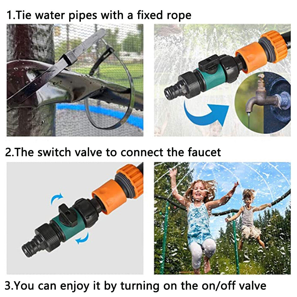 Trampoline Sprinkler Trampoline Water Sprinkler for Kids, 39.3FT Outdoor Water