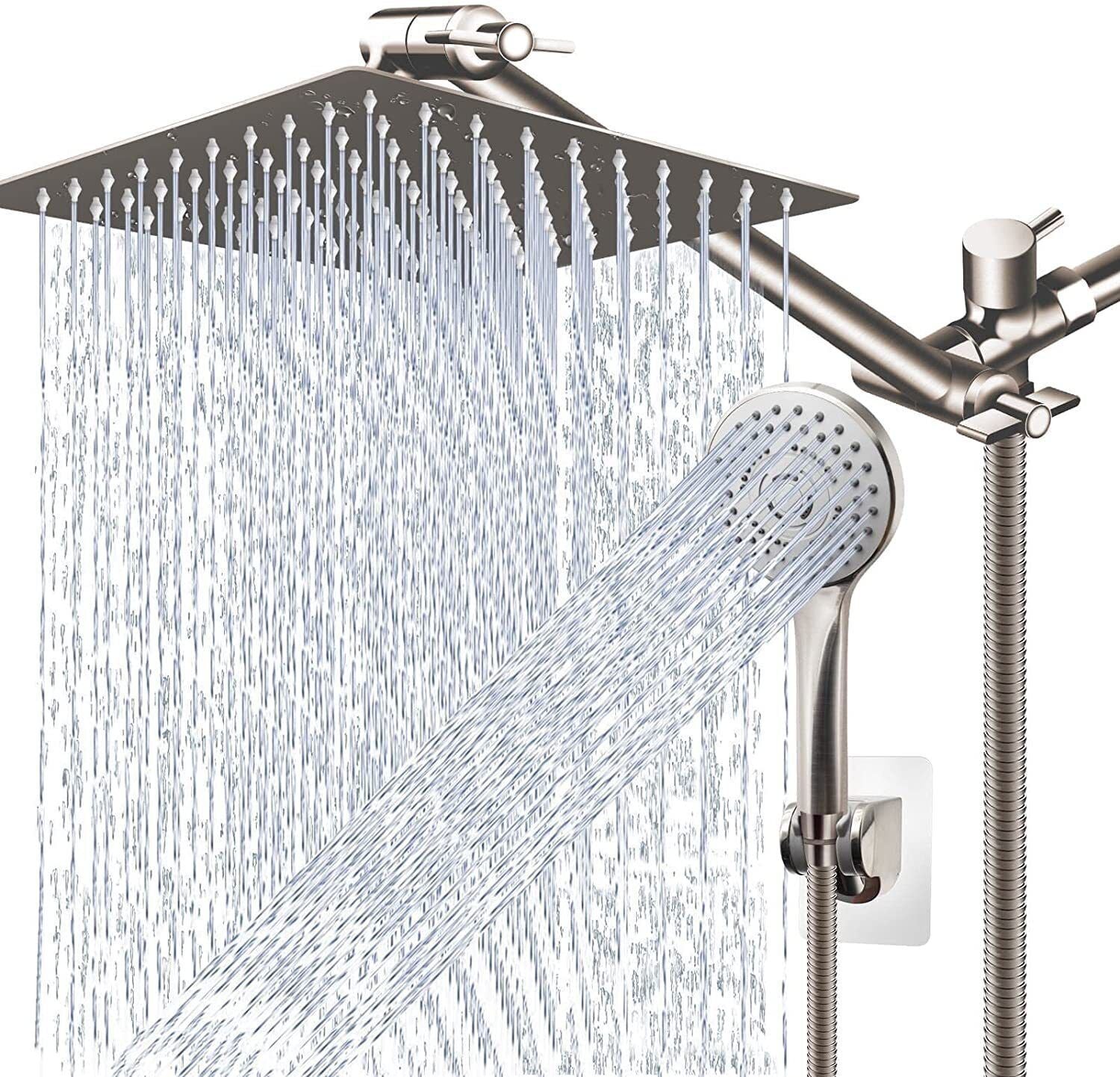 8'' High Pressure Square Rain Shower Head with Adjustable Handheld Spray Combo
