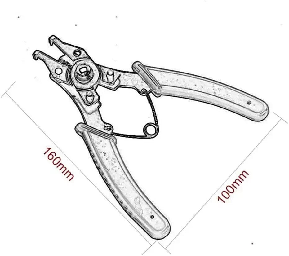 4 PCS Heavy Duty 7" Circlip Plier Snap Ring Plier External Internal Kit W/ Pouch