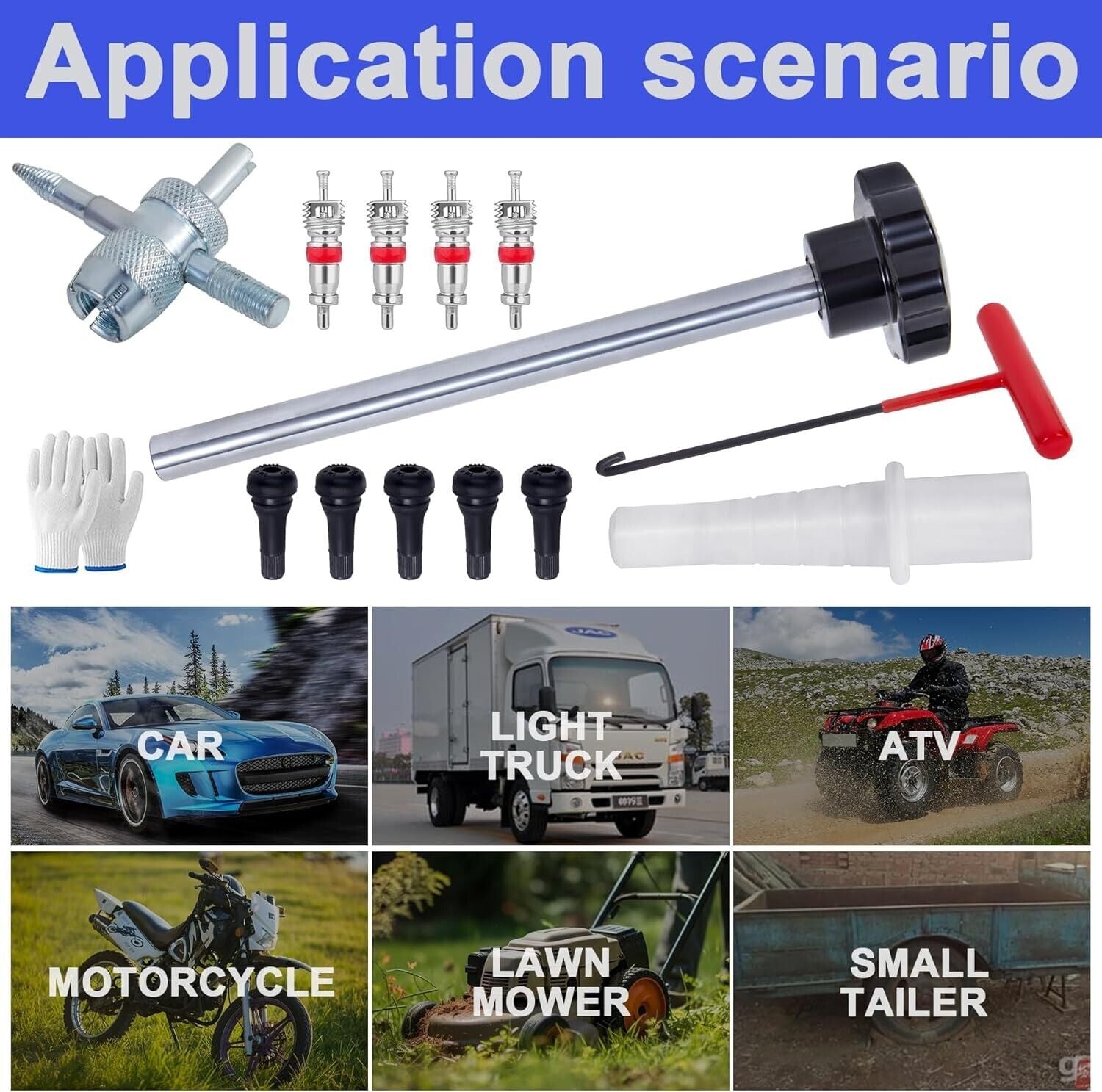 13PCS Valve Stem Tool Kit Tire Installer Tool Valve Remover Tool Quick Change