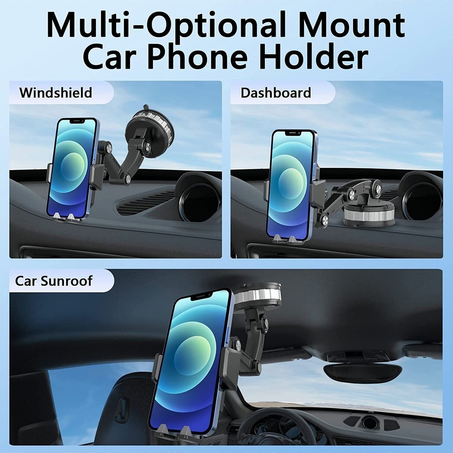 Universal Car Phone Holder – Dashboard & Windshield Mount
