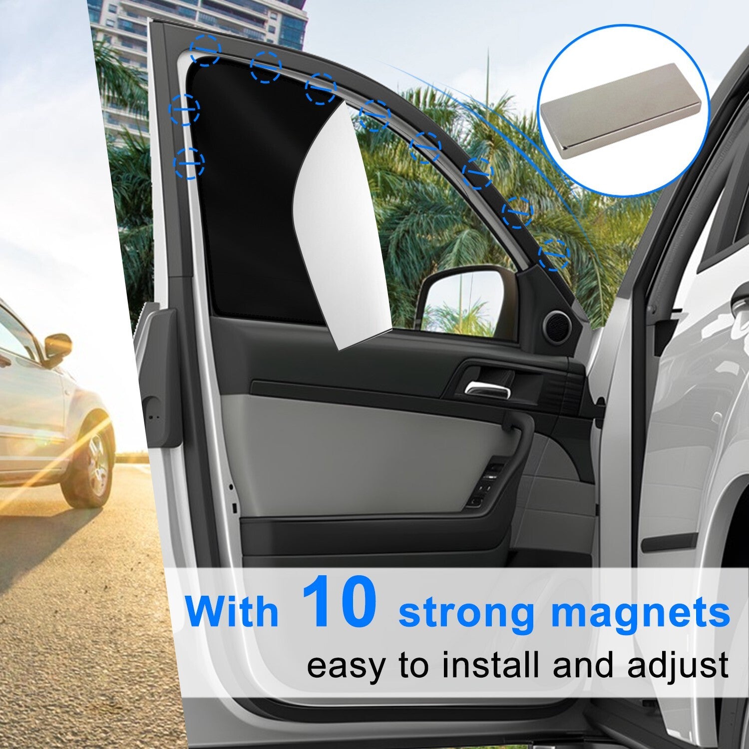 Magnetic Car Window Sun Shade – UV Protection & Privacy Screen for Front and Rear Windows (Set of 4