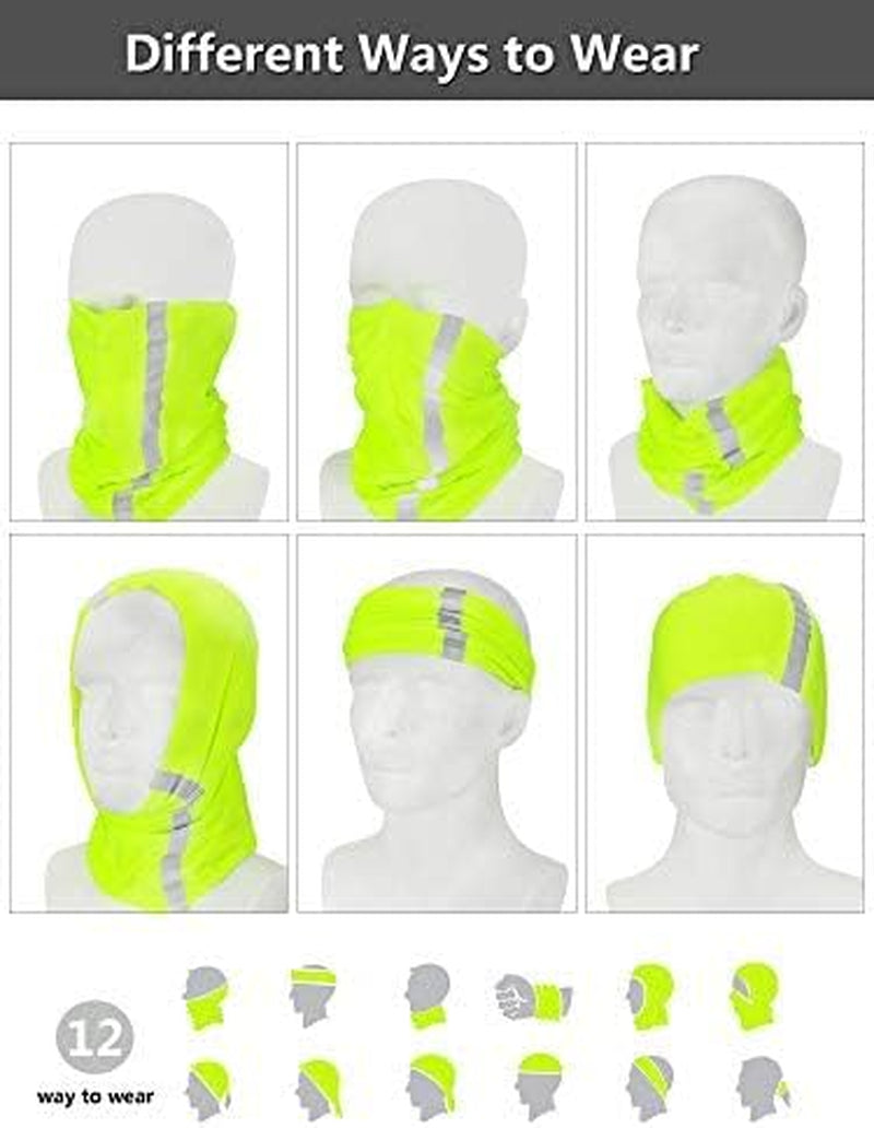 8 Pcs Reflective Neck Gaiter for Men Balaclava Face Cover Breathable Bandana for Cycling Sun Protection Outdoor Sports