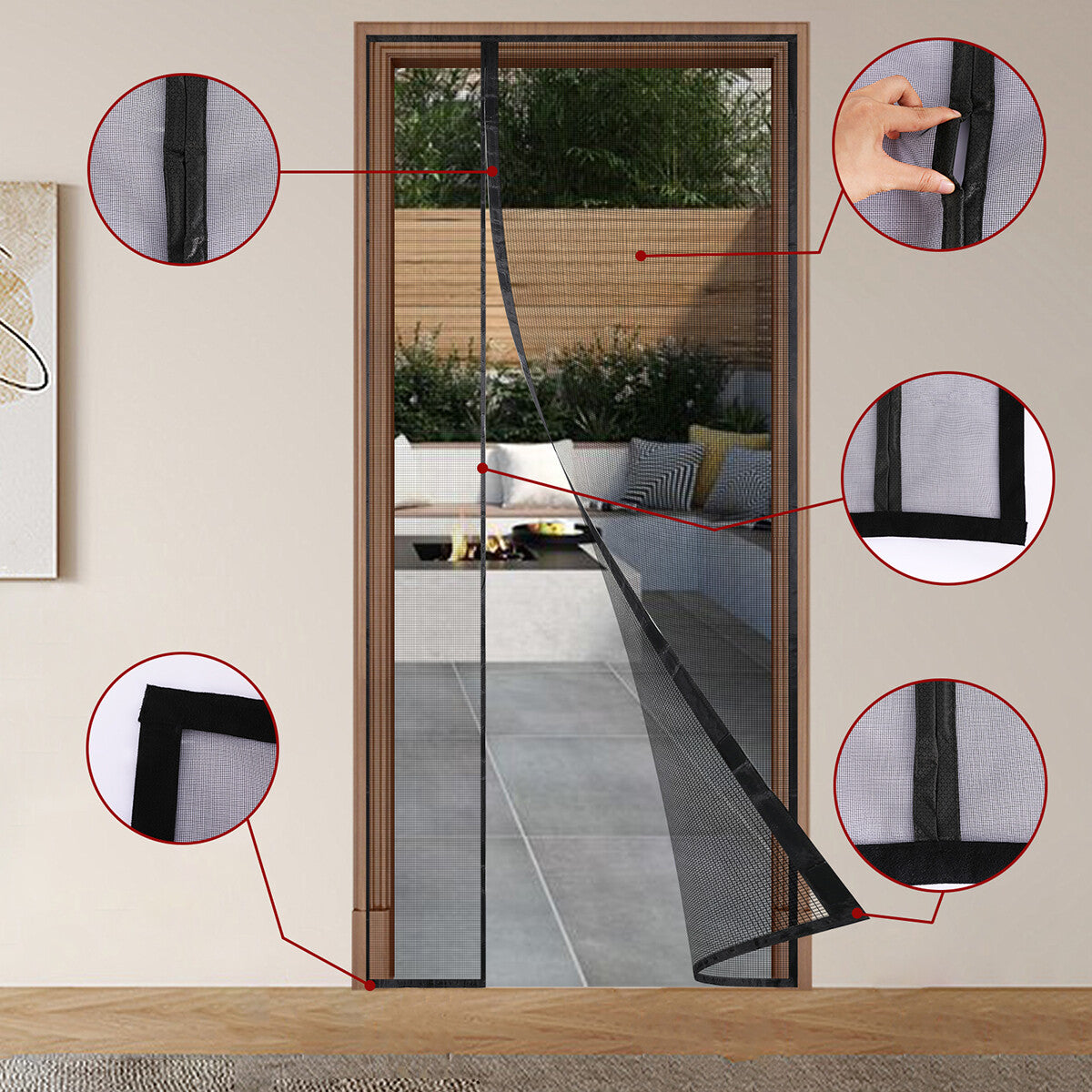 Magnetic Screen Door Mesh Curtain Heavy Duty Mosquito Net Bug Hands Free Closer