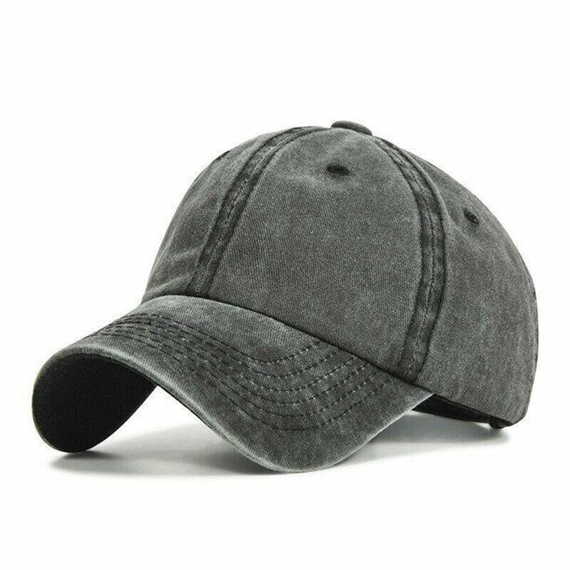 PONYTAIL HAT MESSY HIGH BUN DAD HAT PONYCAP ADJUSTABLE SOLID COTTON DISTRESSED W