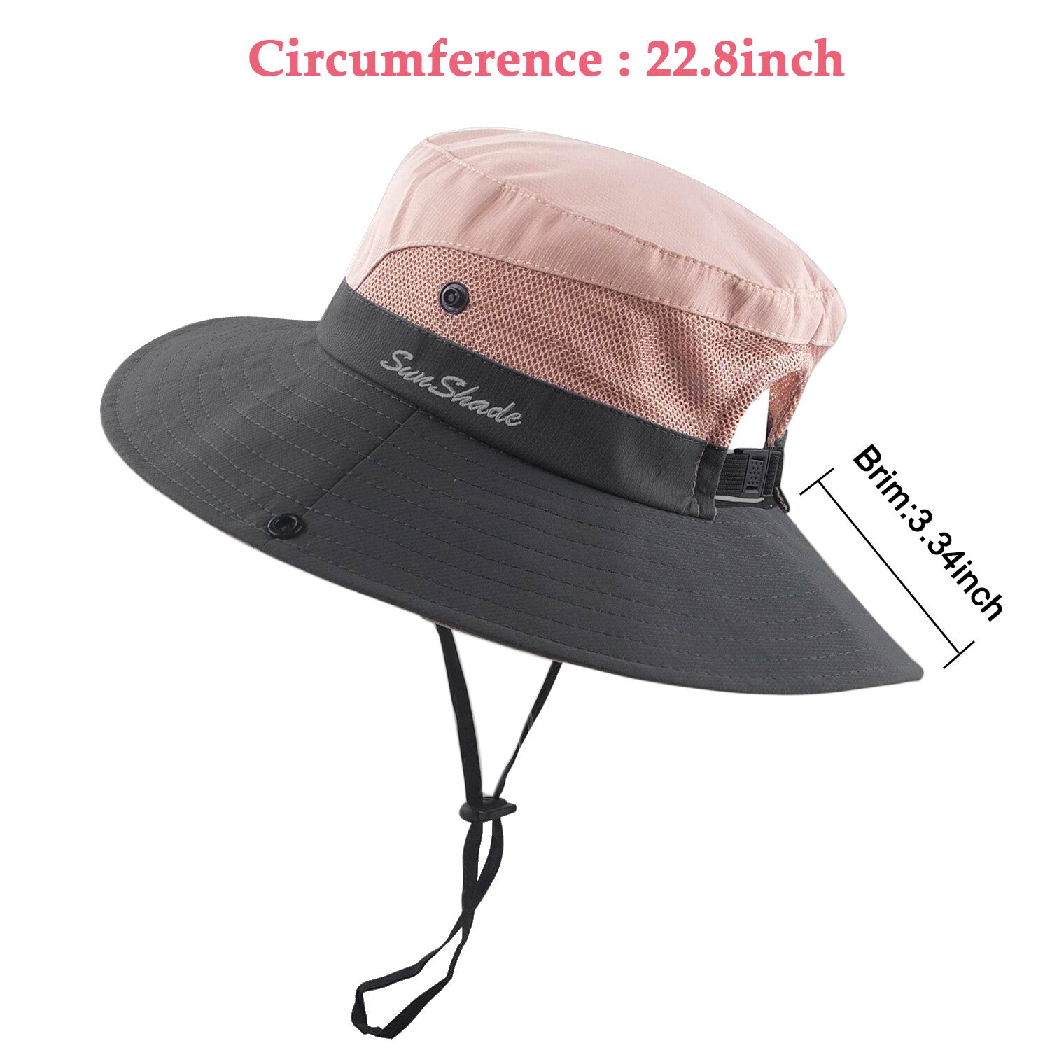 Summer Bucket Hat Boonie Women Ponytail Cap Wide Brim Sun UV Protection Travel