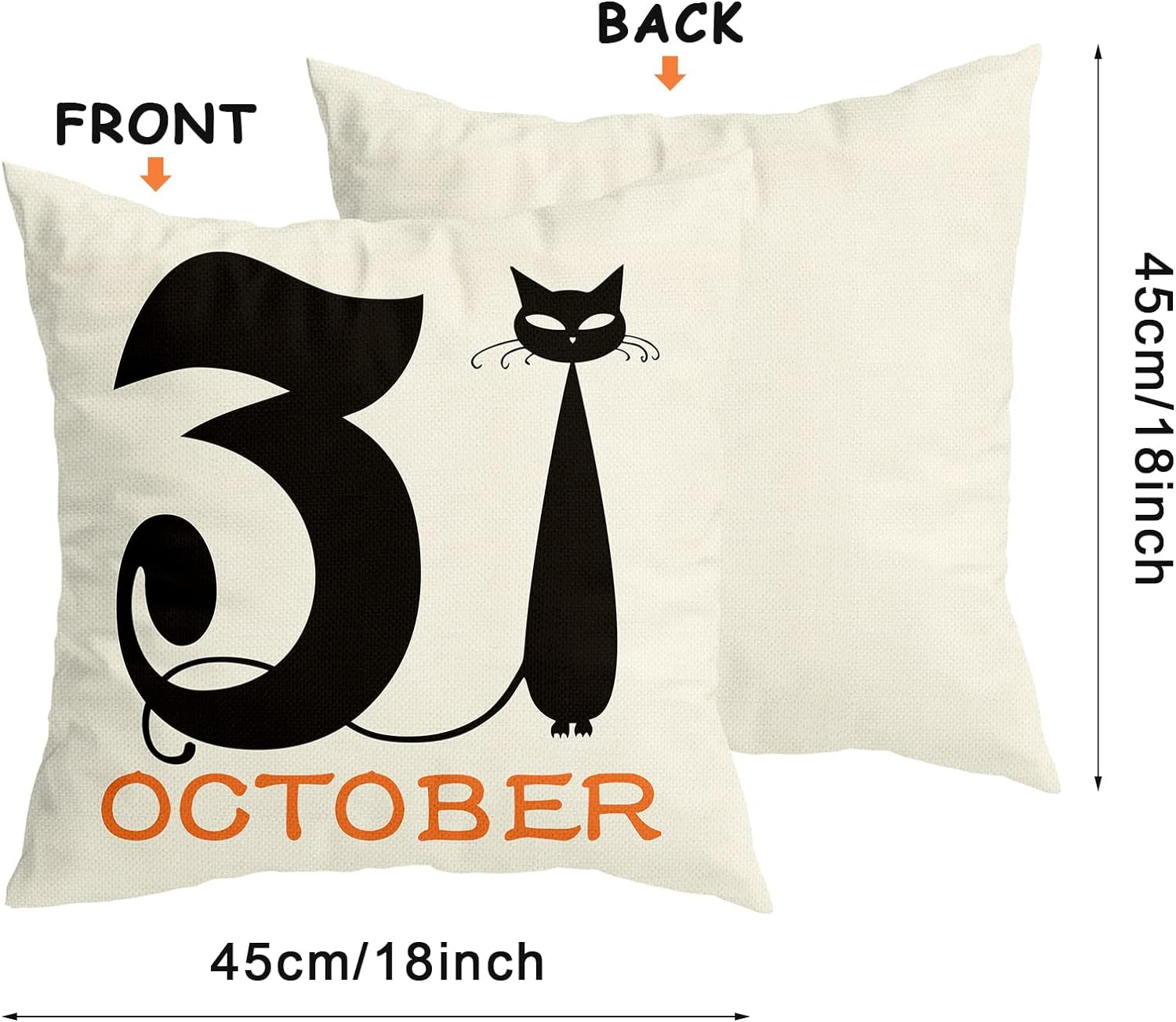 Set of 4 Halloween Decorations Pillow Covers 18x18 Home Decor Throw Pillows Cover 