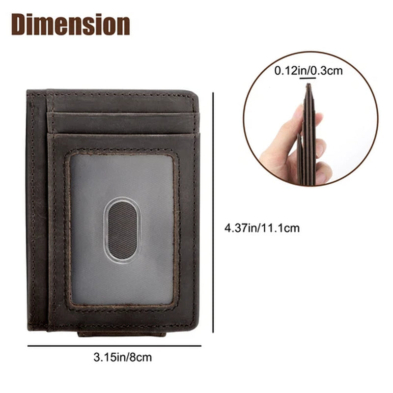 Men Leather Magnetic Front Pocket Wallet Money Clip Slim ID Credit Card Holder