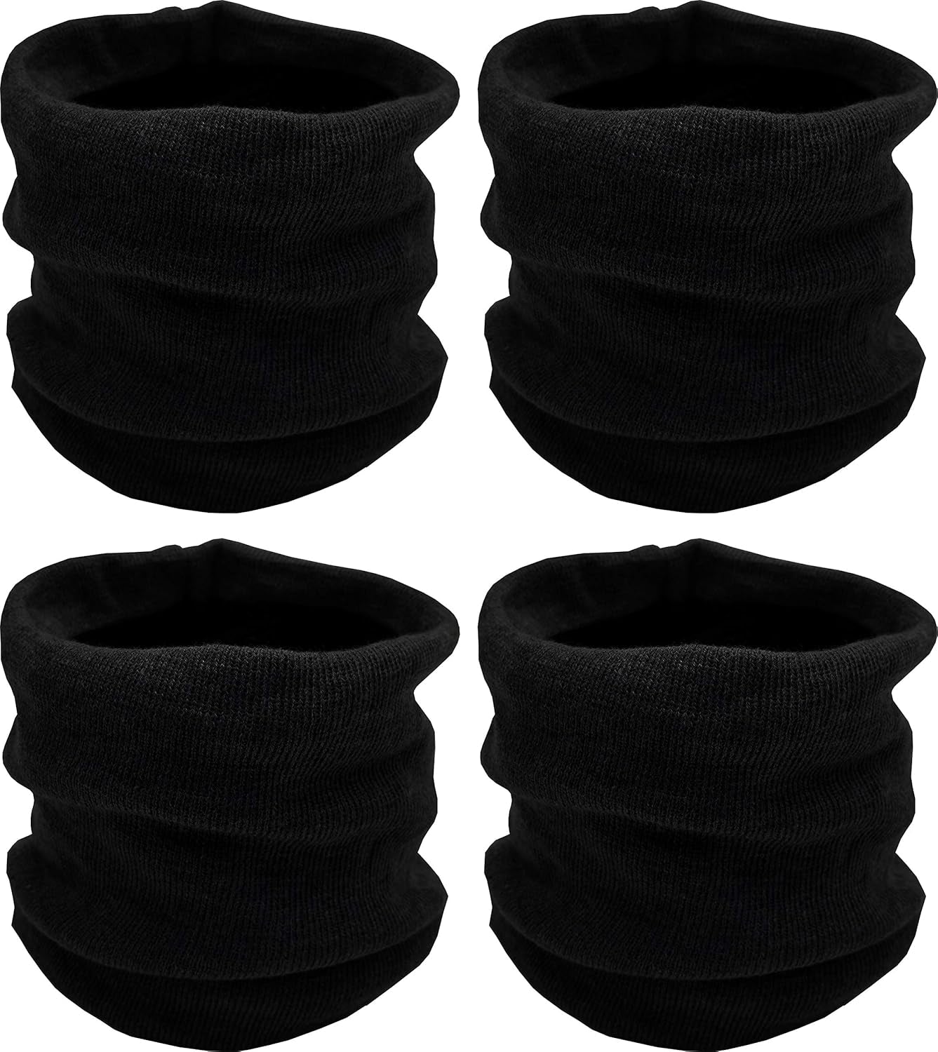 4 Pack Winter Neck Buff Warmers Neck Gaitor Thermal Fleece Lined Interior Warm Scarf Wrap, Mens Womens