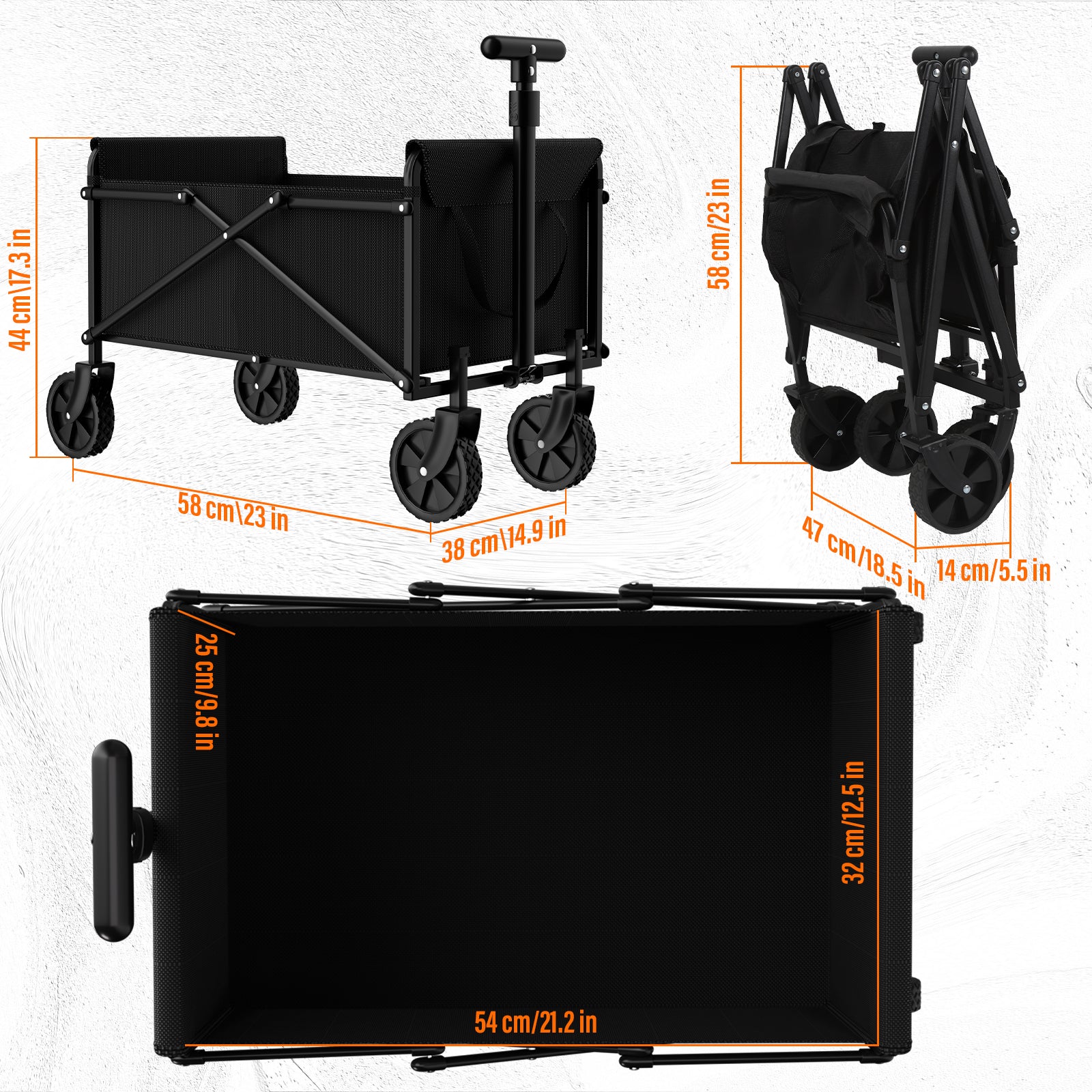 Small Collapsible Folding Wagon Beach Wagon Cart Heavy Duty Utility Grocery Cart