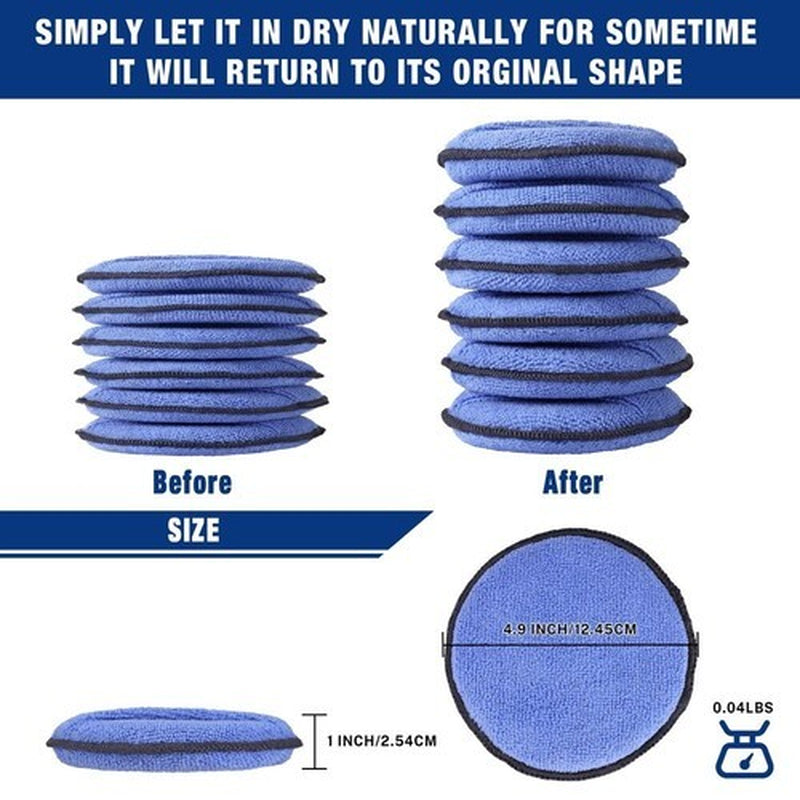 12-Pack Car Wax Applicator Pad with Finger Pocket Lint-Free for Cleaning