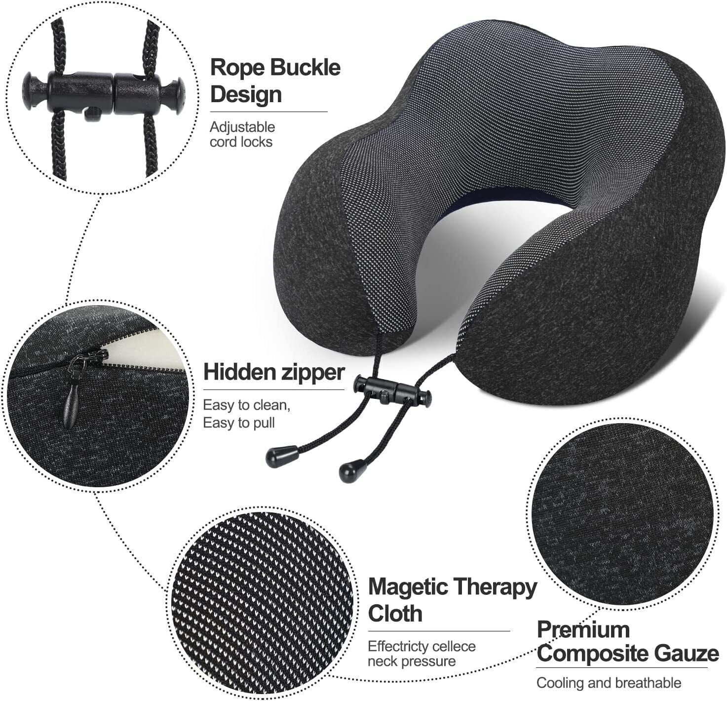 Memory Foam U-Shaped Travel Pillow Neck Support Head Rest Car Plane Soft Cushion