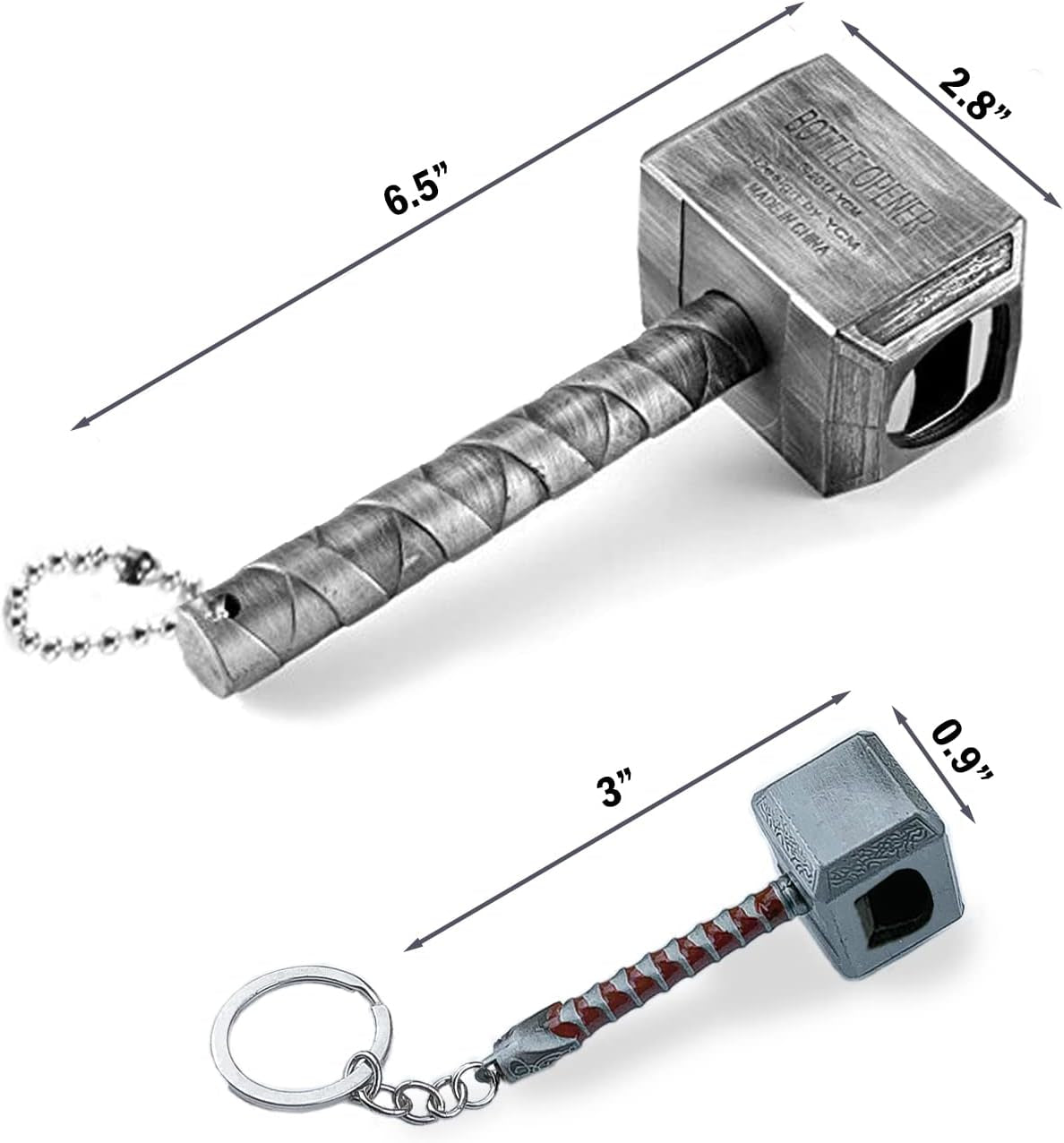 2-Pack Magnetic Hammer Shaped Beer Opener and Hammer Keychain Bottle Opener for Men, Husband, Dad, Grandpa, Boyfriend