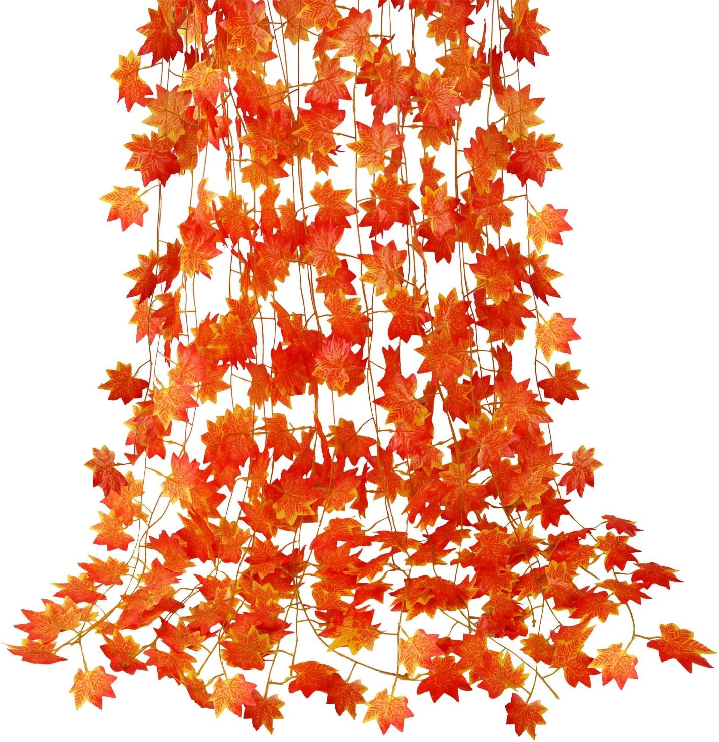 12 Pack Fall Leaf Garland Hanging Vines Garland Artificial Fall Maple Leaves Garland Thanksgiving Decor for Home