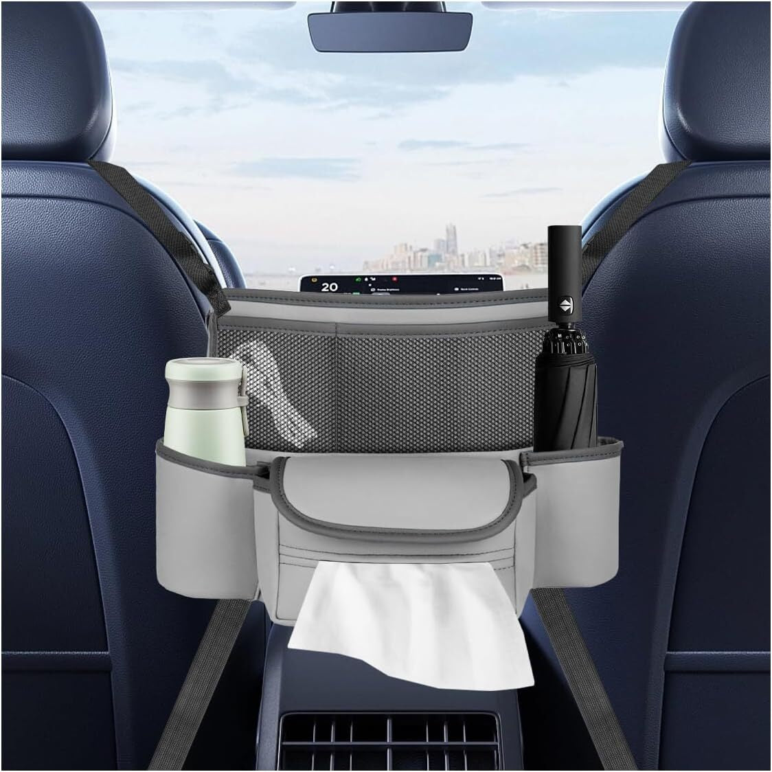 Back Seat Organizer Interior Accessories Car Storage Bag Leather Multi-Pocket