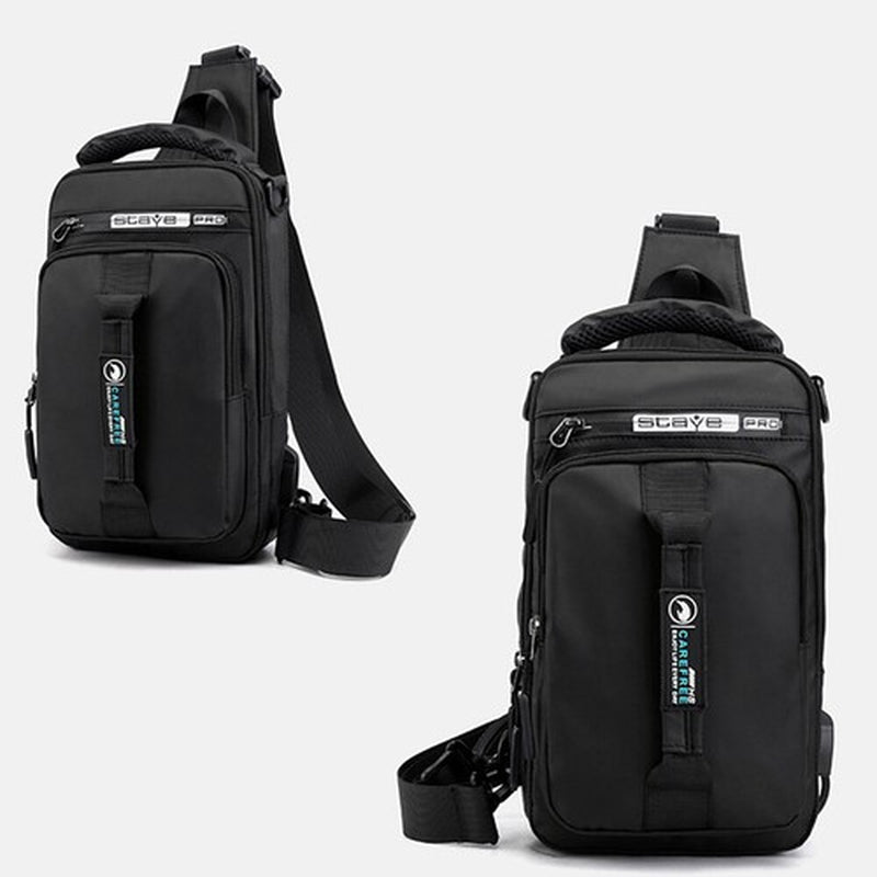 Men’s Anti-Theft Sling Crossbody Chest Bag with USB Charging Port