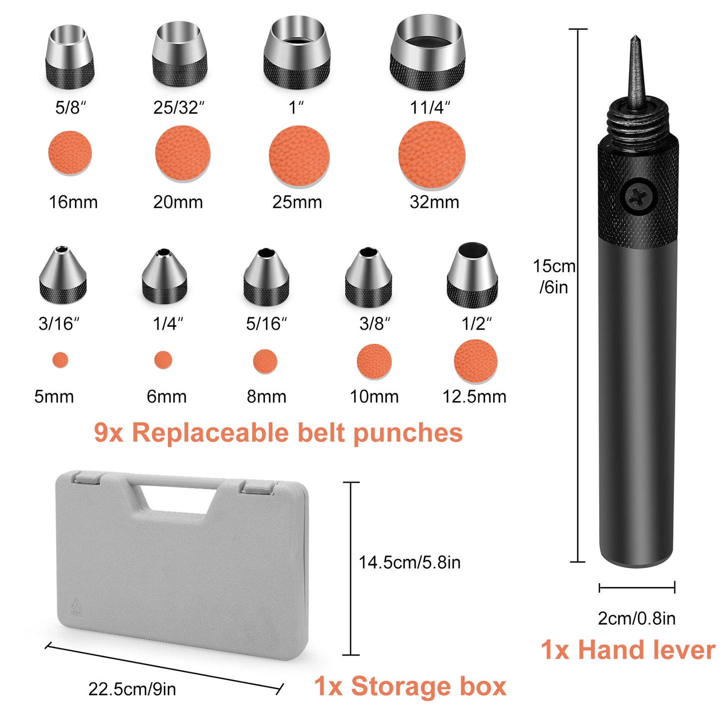 11Pcs Replaceable Leather Hole Punch Kit for DIY Crafting, Leather, and Gaskets