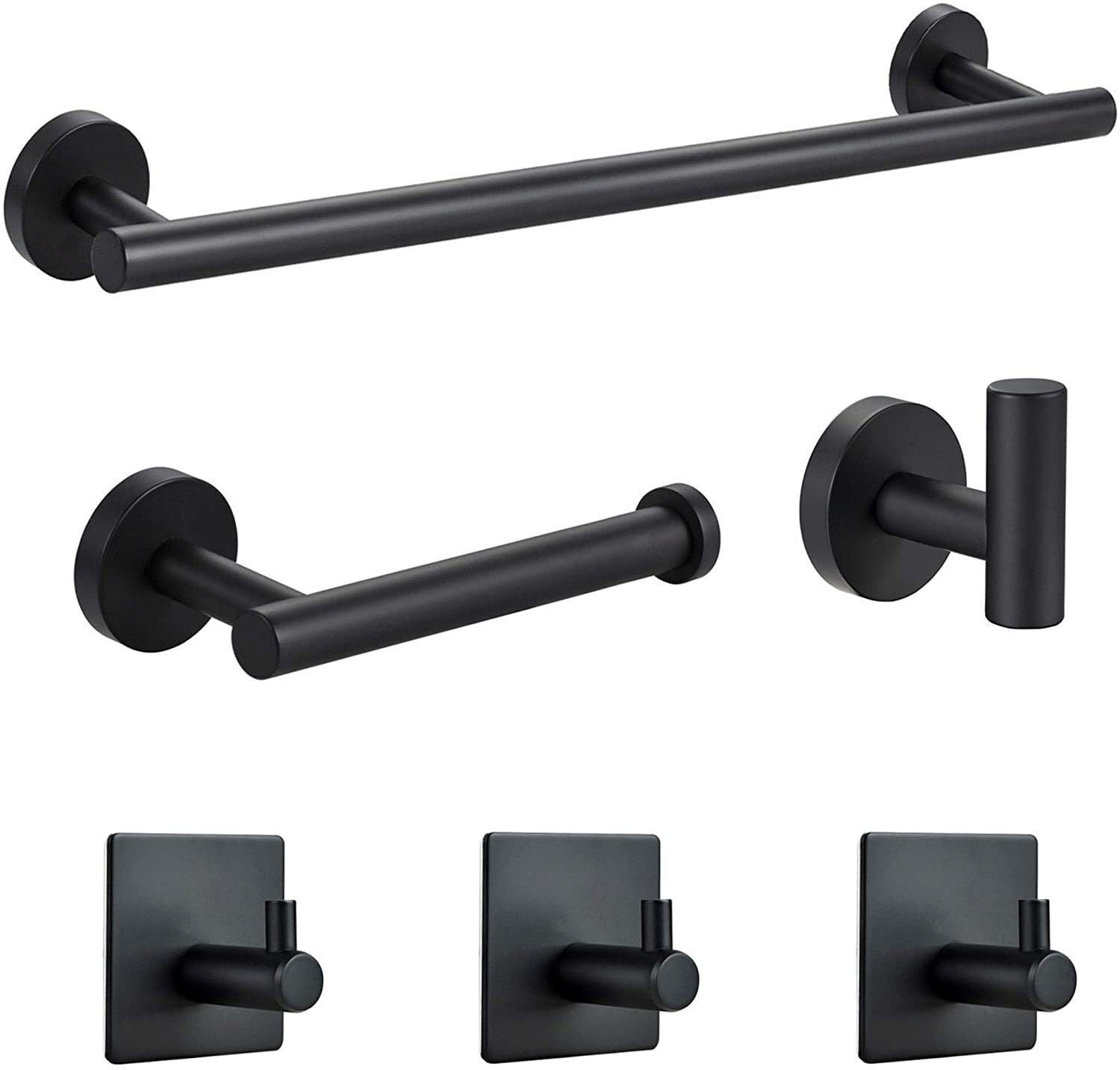 6 PCS Bathroom Hardware Set Matte Towel Bar Stainless Steel Towel Rack Set