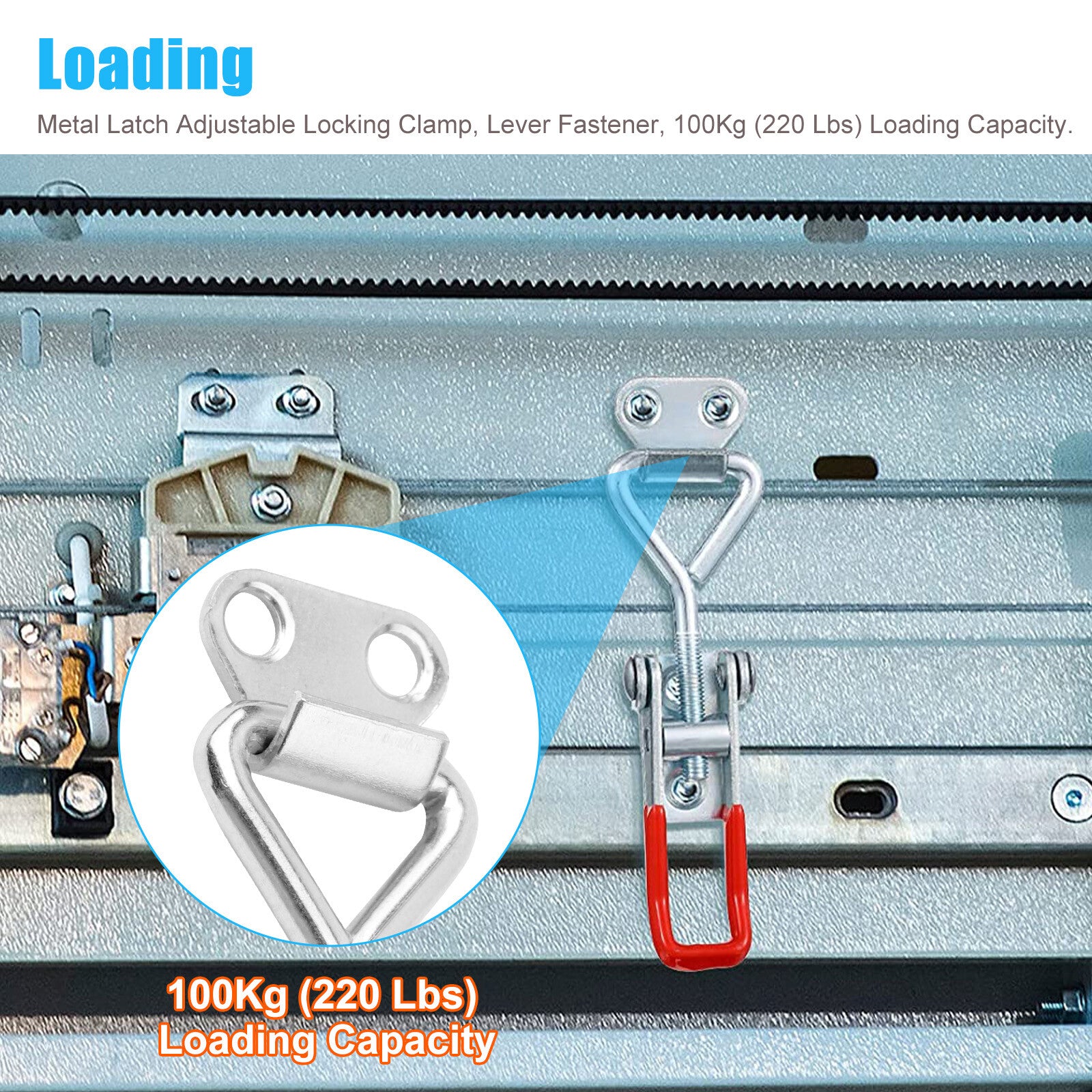 2PCS Heavy Duty Steel Toggle Latch Catches Adjustable Lock Clamp for Boxes Case