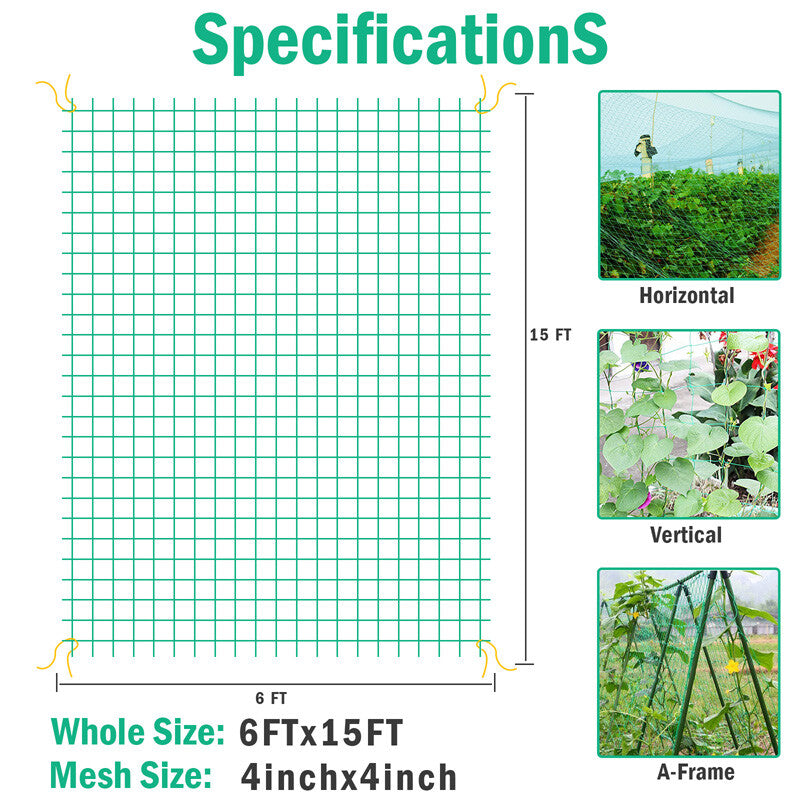 6/50Ft Garden Plant Trellis Netting Heavy Duty Mesh Netting for Climbing Plants