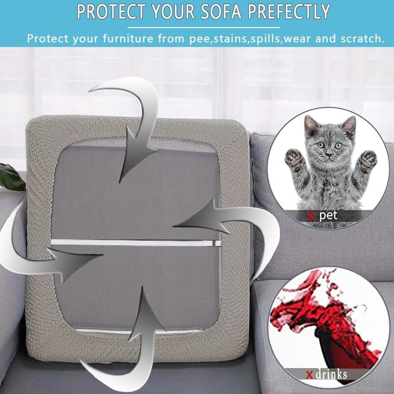 2pcs 100% Waterproof Patio Stretch Sofa Cushion Covers Outdoor Chair Cushion Covers