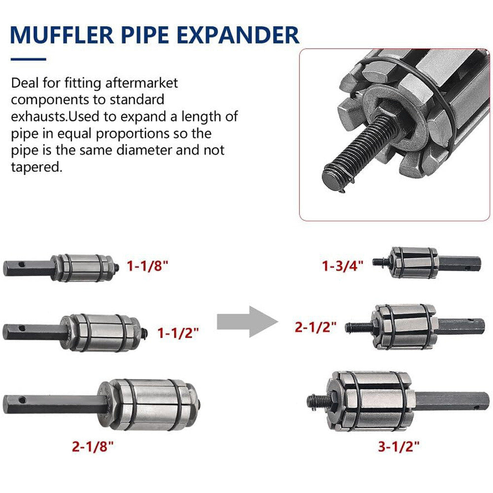 3-Piece Tail Pipe Expander Set – High Strength Steel Exhaust Pipe Expander Kit with Storage Case