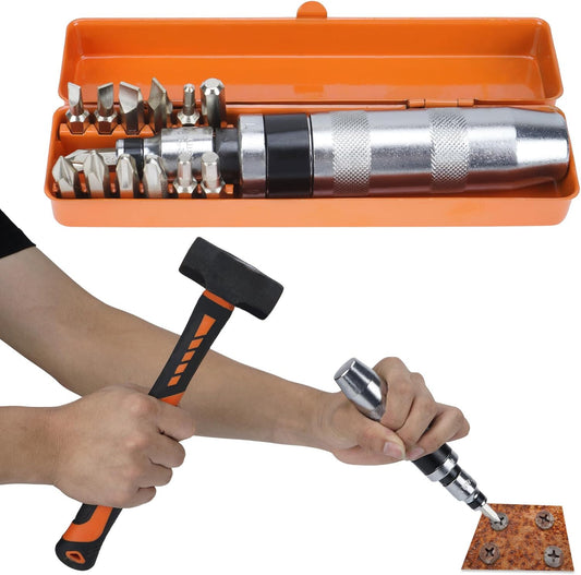 1/2" Impact Screwdriver, Manual Reversible Impact Driver Set with 13 Piece Hand