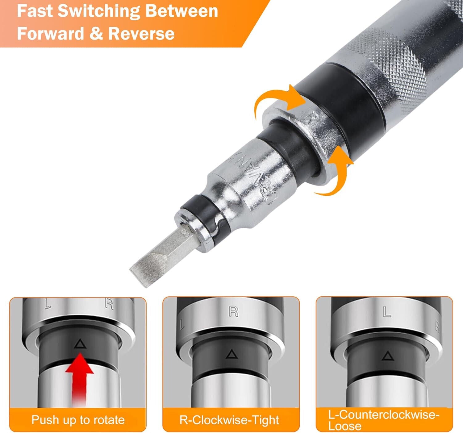 1/2" Impact Screwdriver, Manual Reversible Impact Driver Set with 13 Piece Hand