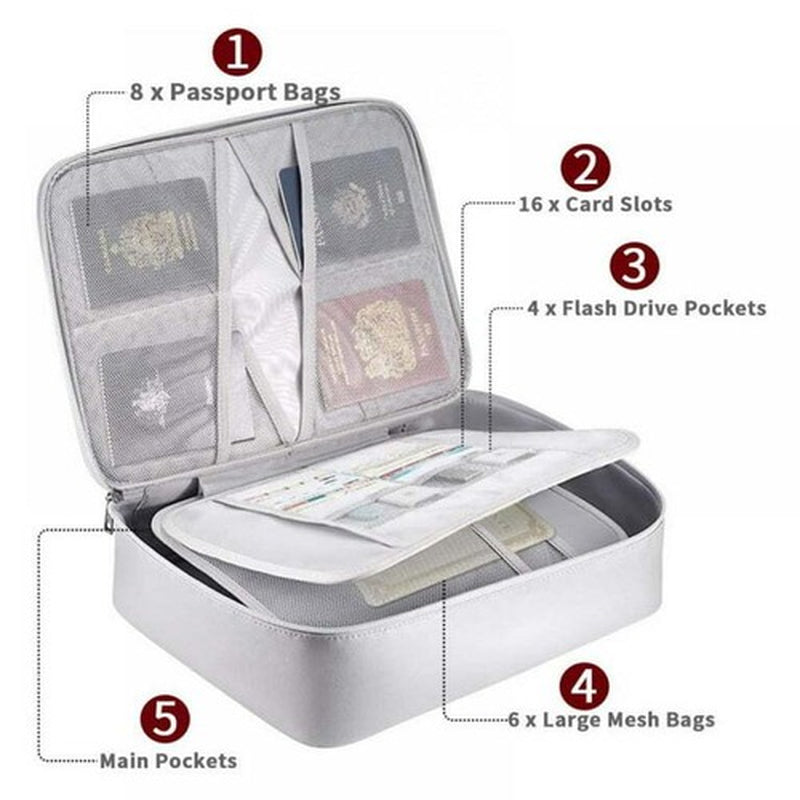 2000℉ Large Fireproof Document Box with Lock File Storage Waterproof Safe Bag