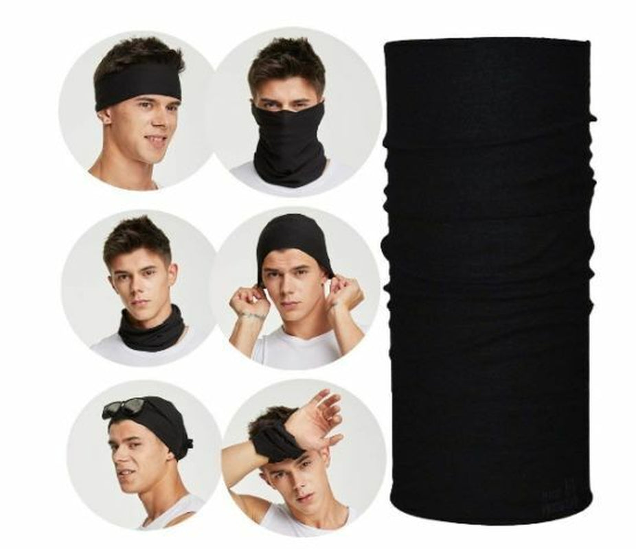 3 Pcs Multi-Use Tube Scarf Bandana Head Face Mask Neck Gaiter Head Wear Black