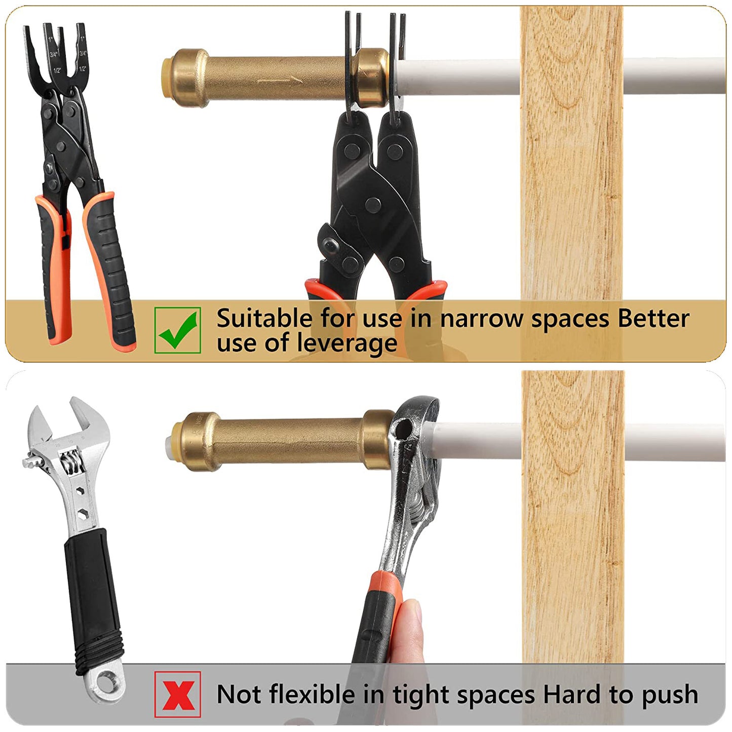 Disconnect Tong Tool for Push to Connect 1/2'' 3/4'' 1'' Fittings Removal Tool