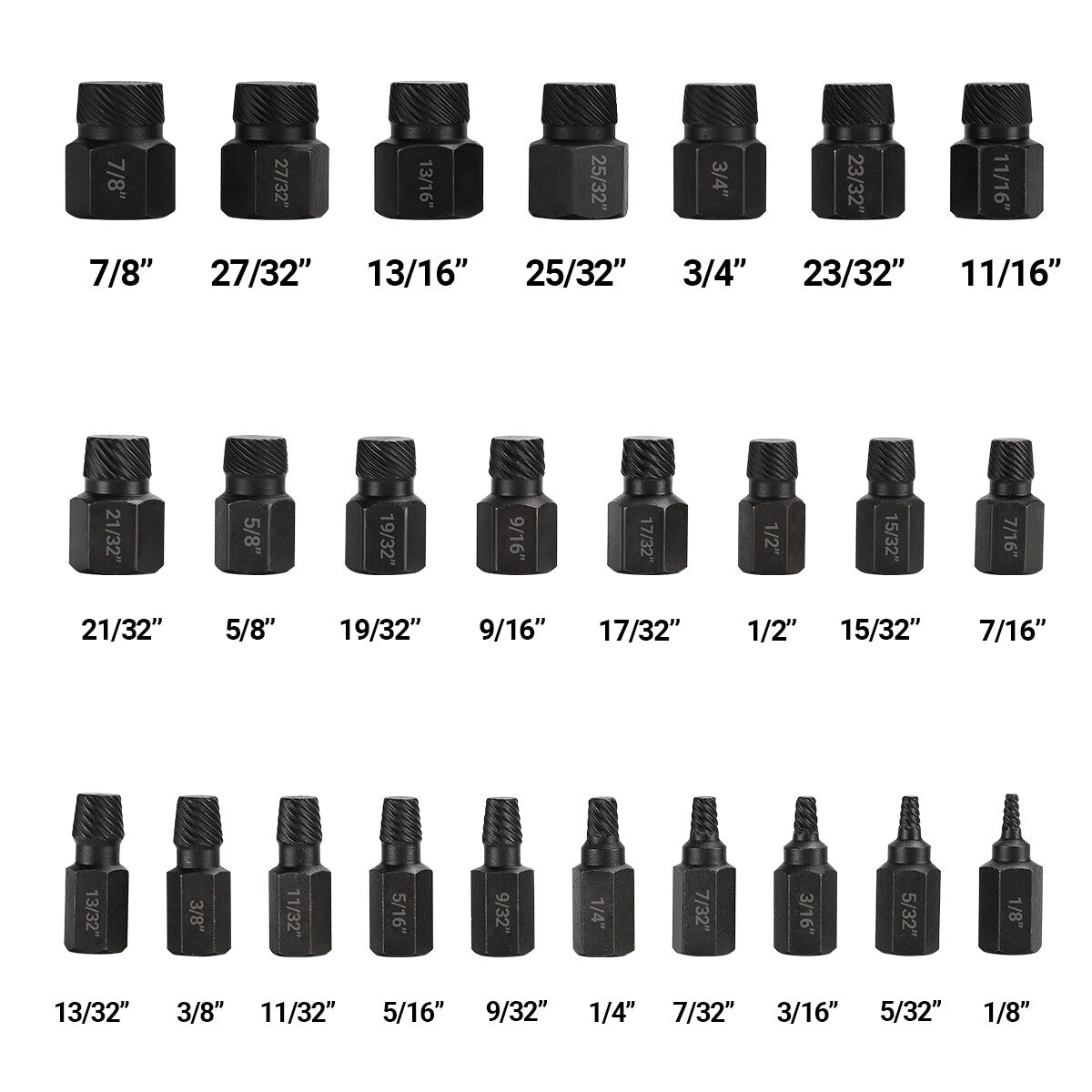 25-Piece Easy Out Screws Bolt Extractor Socket Set Hex Head Rounded Bolt Remover