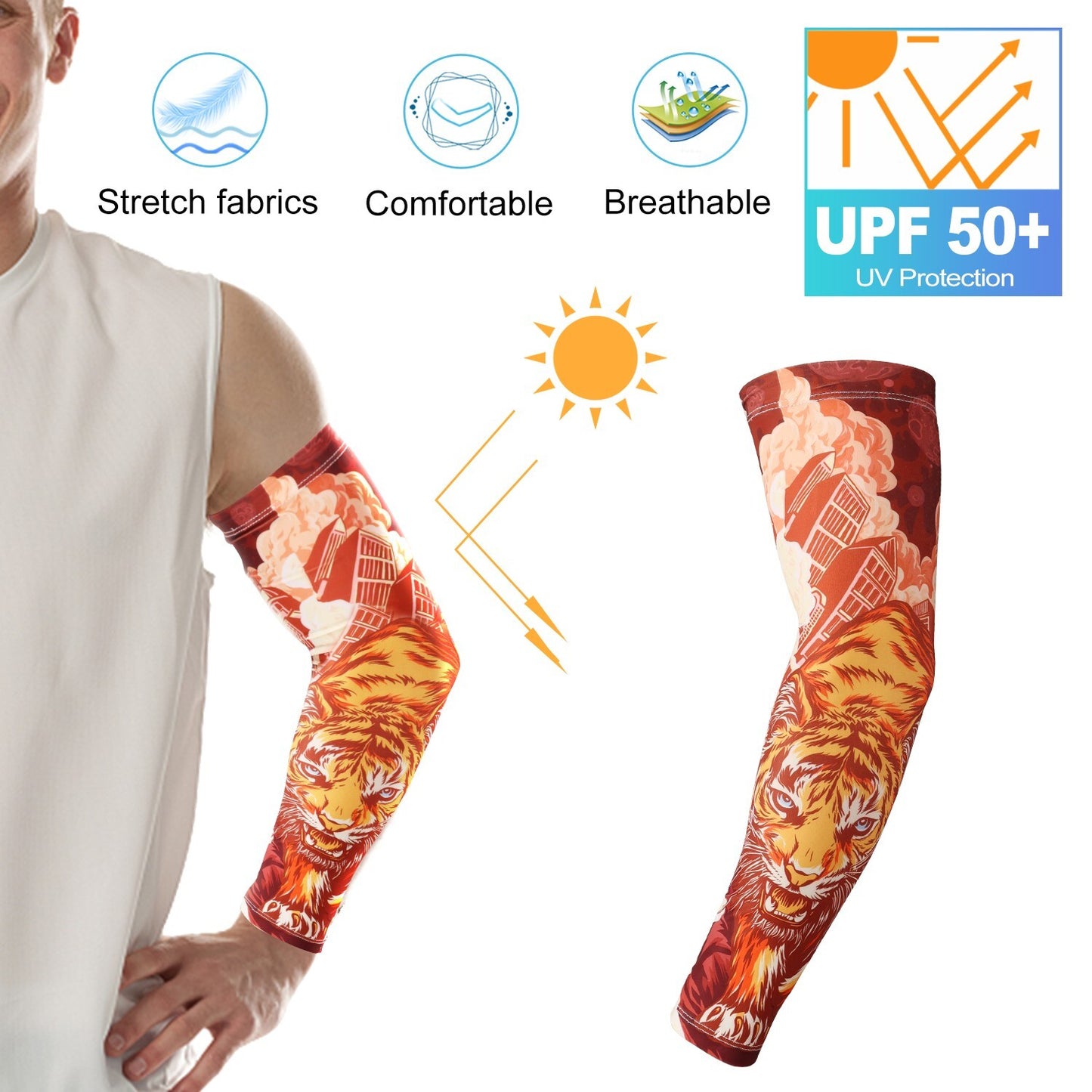 3 Pair Cooling Arm Sleeves Cover UV Sun Protection Cycling Running for Men Women