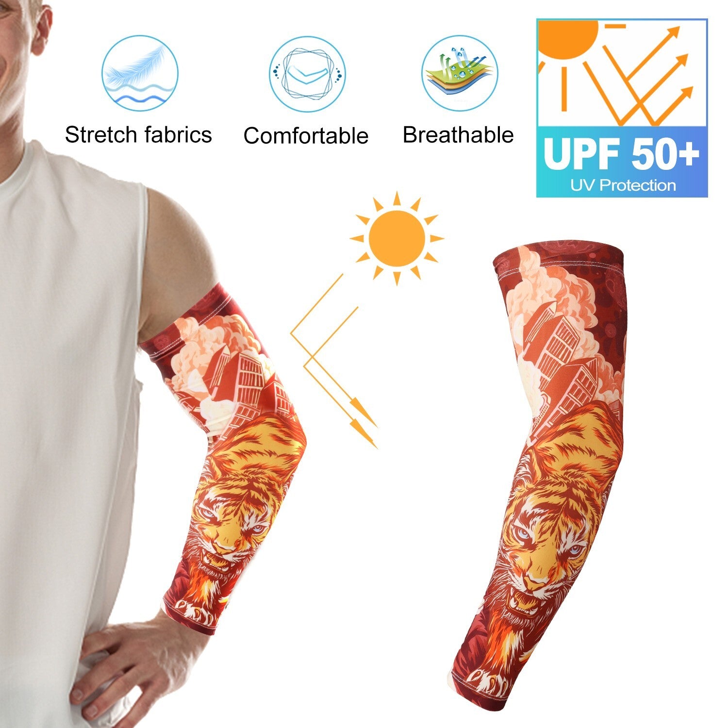 3 Pair Cooling Arm Sleeves Cover UV Sun Protection Cycling Running for Men Women