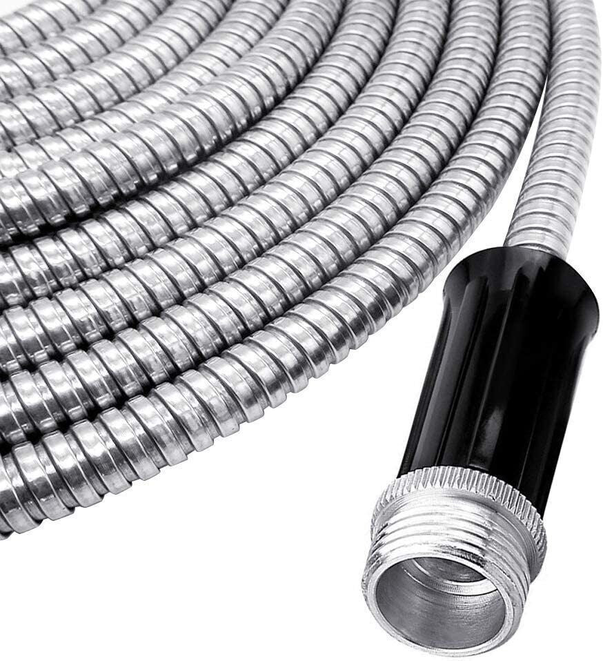 Stainless Steel Metal Garden Water Hose Flexible Heavy Duty Pipe 25FT / 50FT