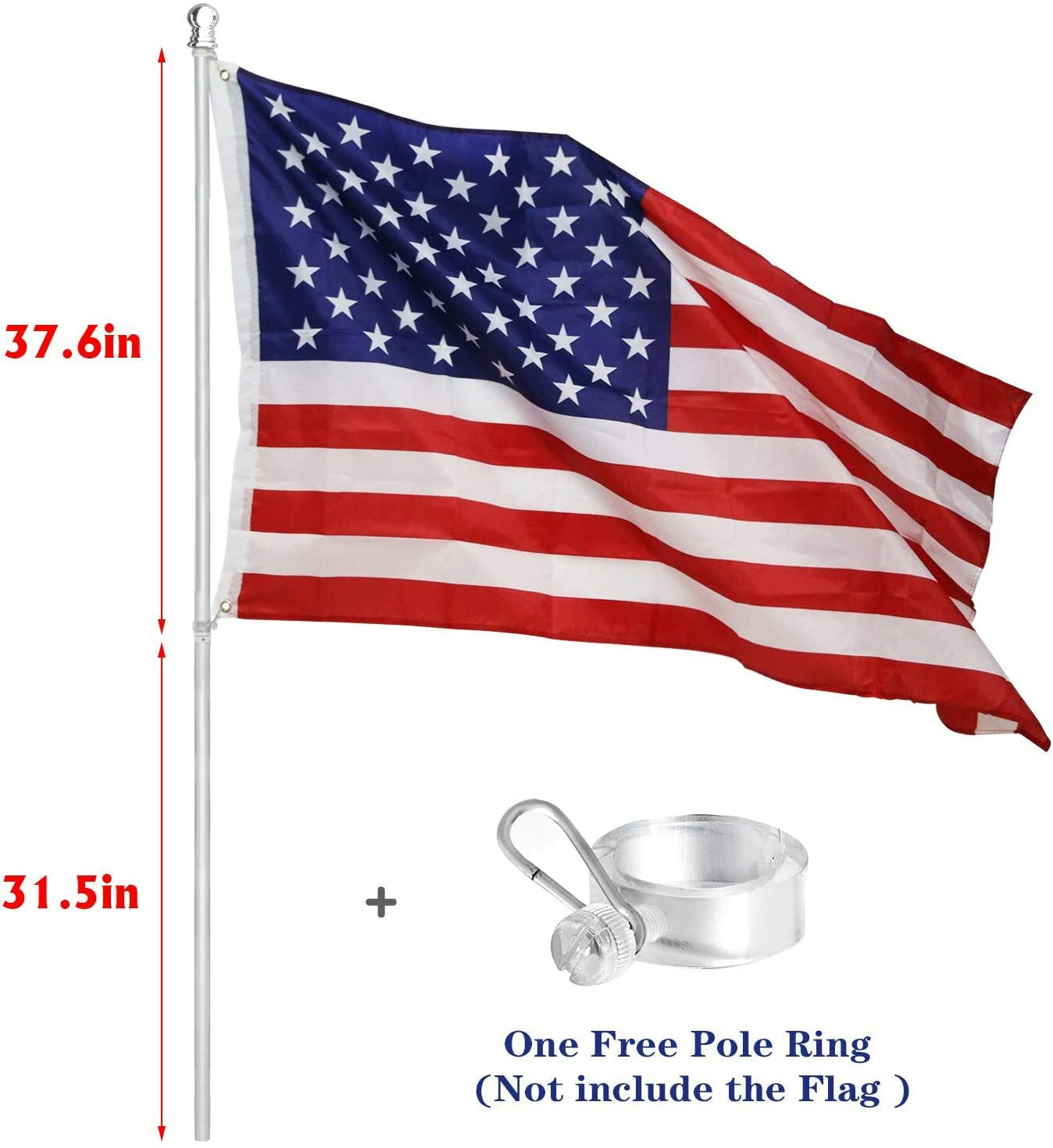 Tangle Free Spinning Flag Pole Aluminum 6FT Durable Rust Free Wind Resistant Kit
