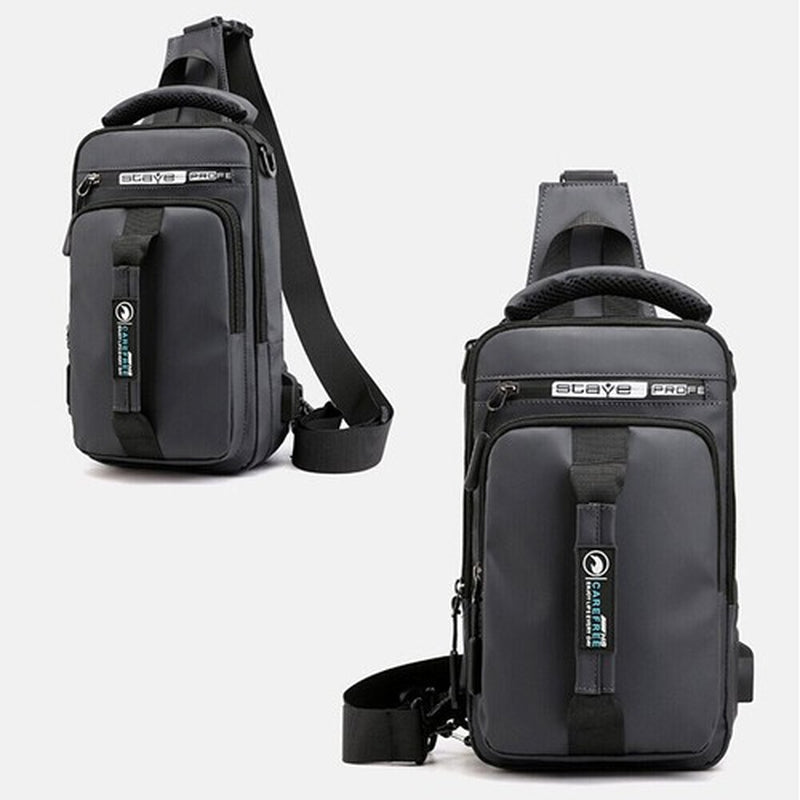 Men’s Anti-Theft Sling Crossbody Chest Bag with USB Charging Port