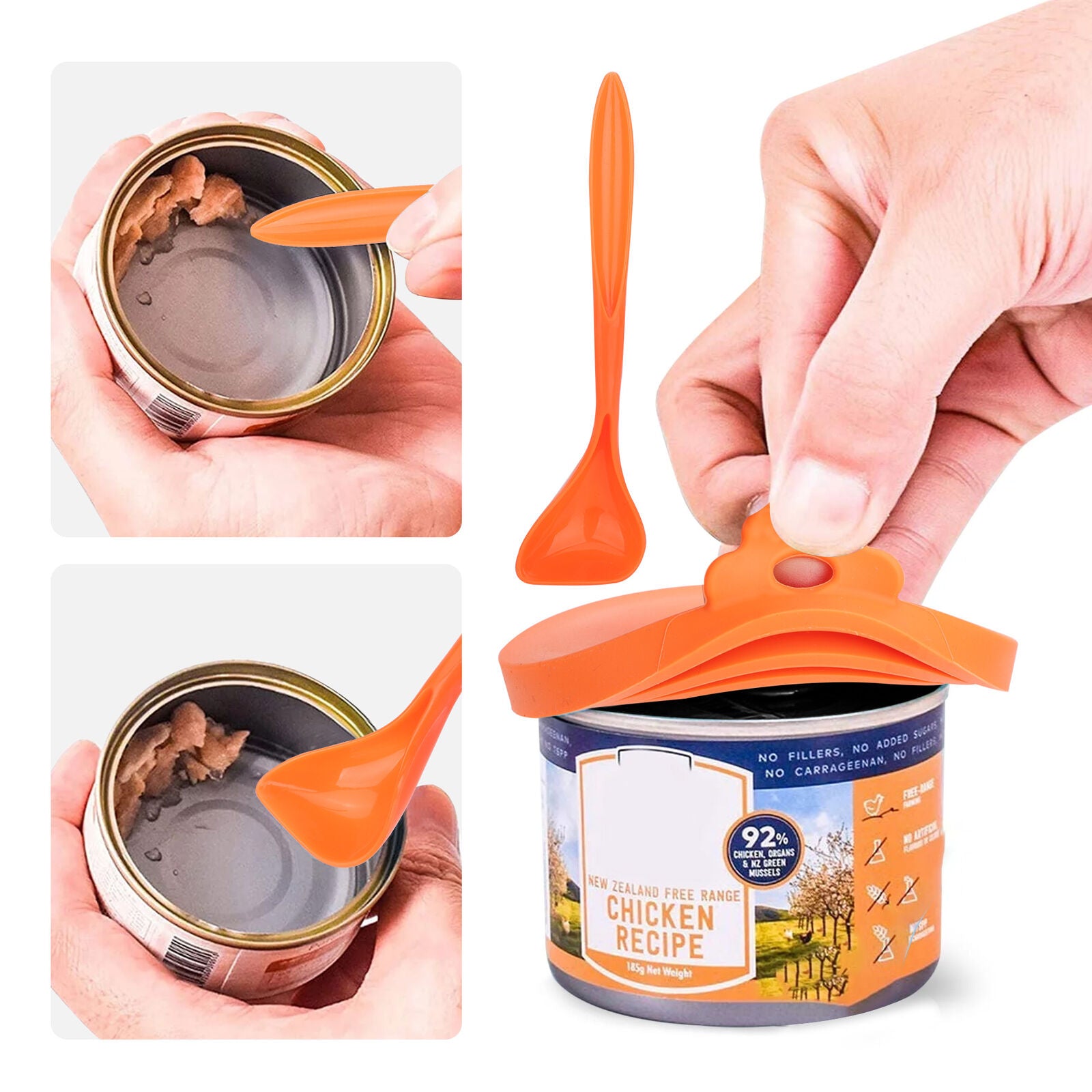5Pcs Pet Food Can Cover with Spoon Safe Silicone Cap Can Lids for Dog Cat Food