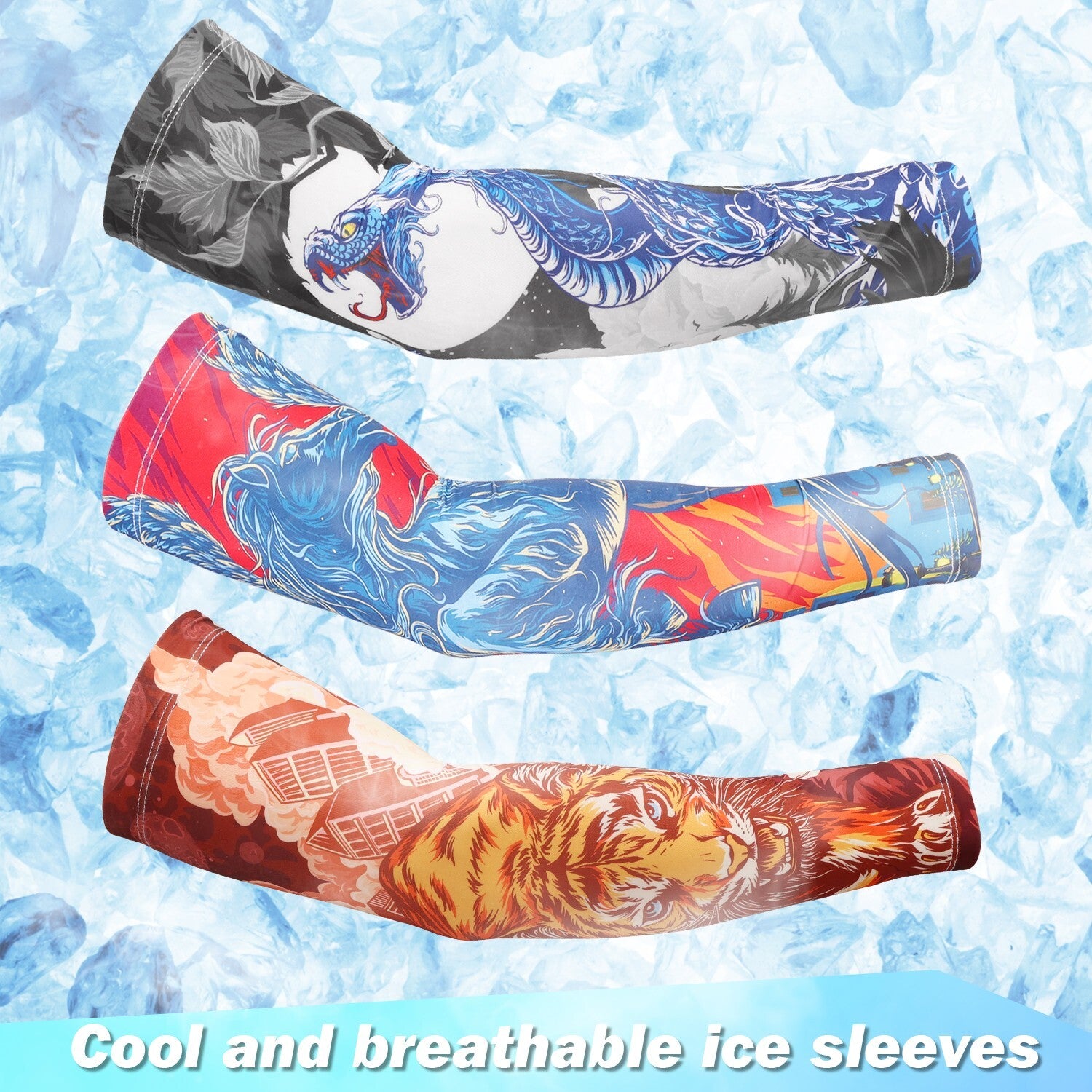 3 Pair Cooling Arm Sleeves Cover UV Sun Protection Cycling Running for Men Women