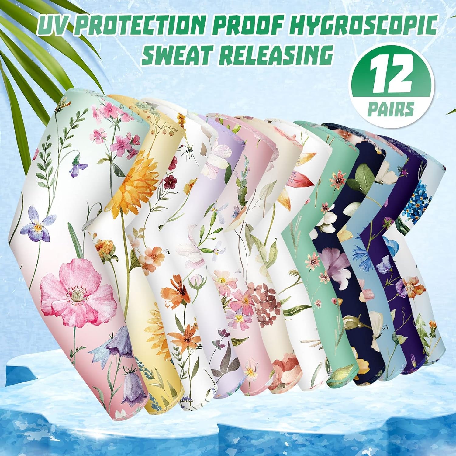 12 Pairs Gardening Arm Sleeves Sun Protection Flower Arm Sleeves UV Protection Cooling Arm Cover Sleeves for Farmer Running