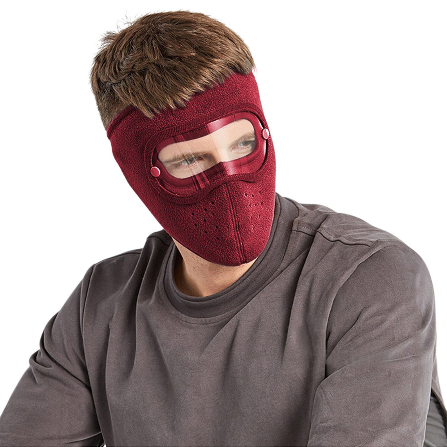 Fleece Warm Winter Balaclava Face Mask with Anti-Fog Goggles Windproof Skull Cap