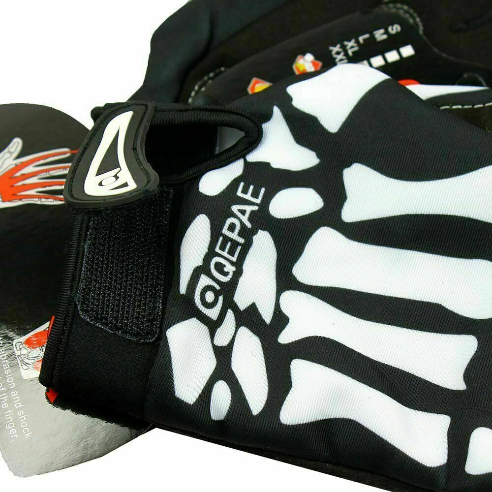 Biker Skeleton Bone Gloves Racing Cycling Motorcycle Mechanics Goth Full Finger