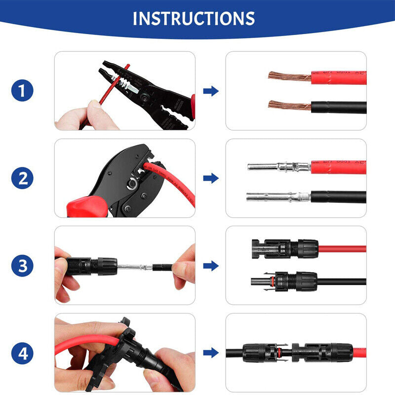 Crimping Tool Set Panel PV Cable Connector Wire Crimper Pliers AWG14-10