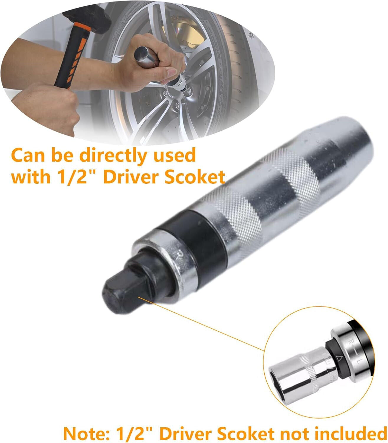 1/2" Impact Screwdriver, Manual Reversible Impact Driver Set with 13 Piece Hand