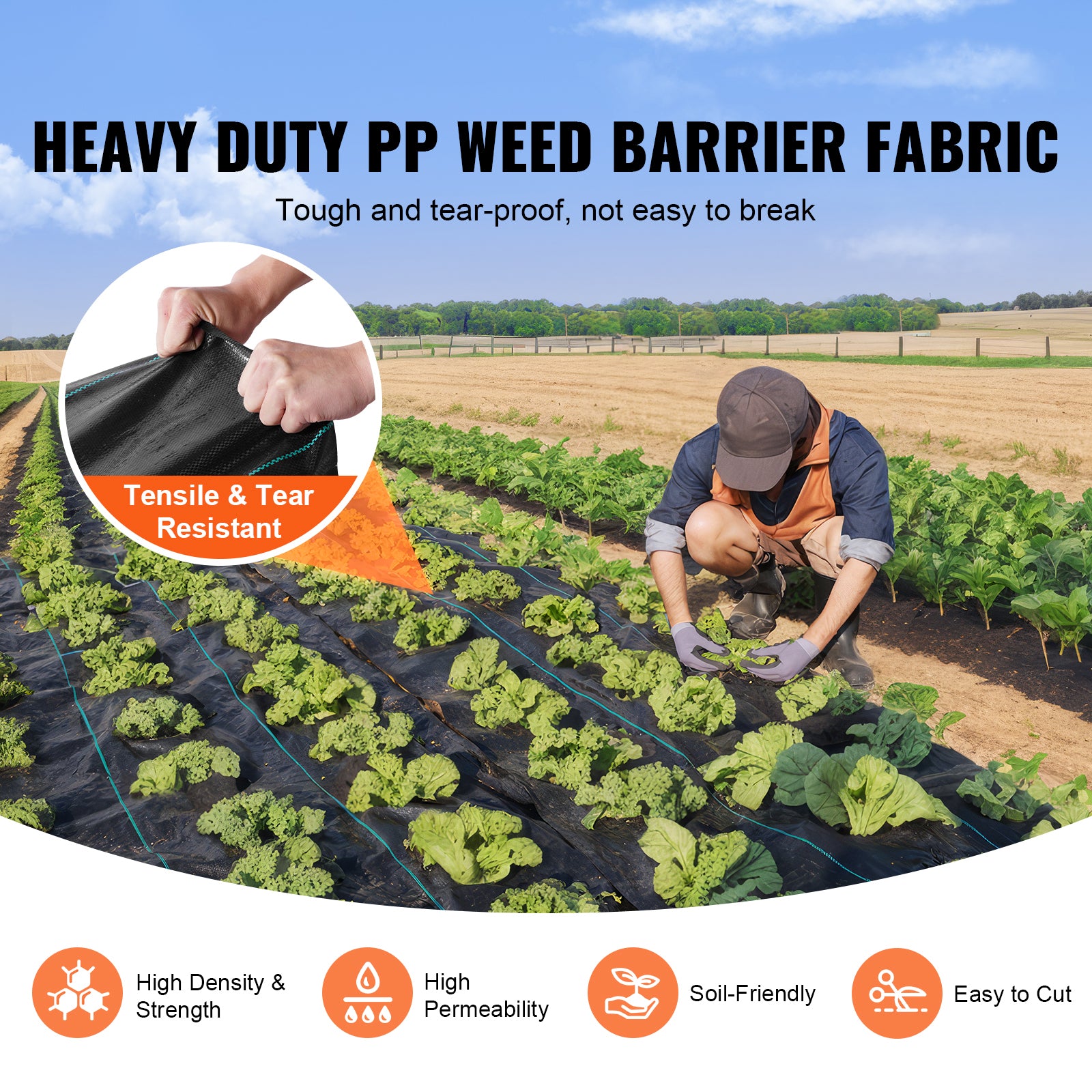Heavy-Duty Weed Barrier Fabric – 3.2oz Woven Landscape Ground Cover (3x50ft / 3x100ft)