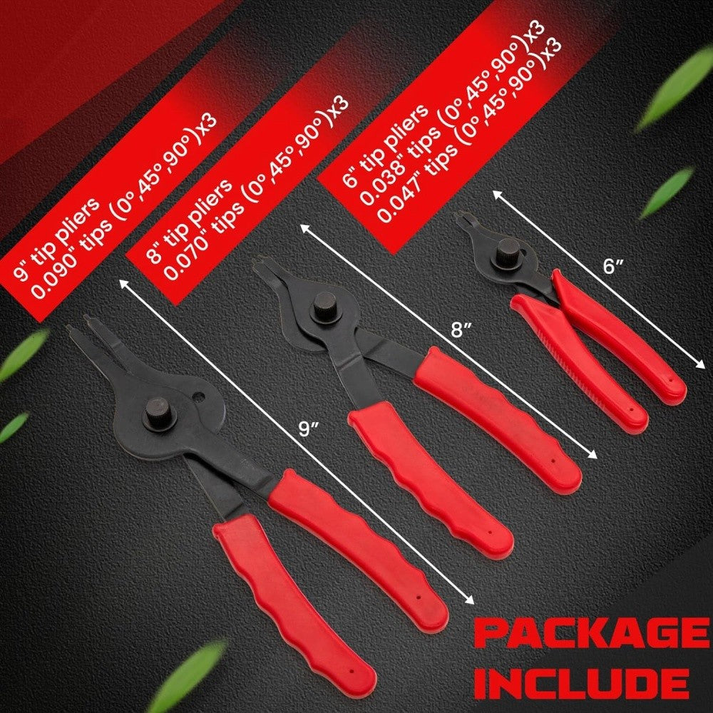 11PCS Snap Ring Pliers Set Circlips Auto Pliers Internal External Pliers