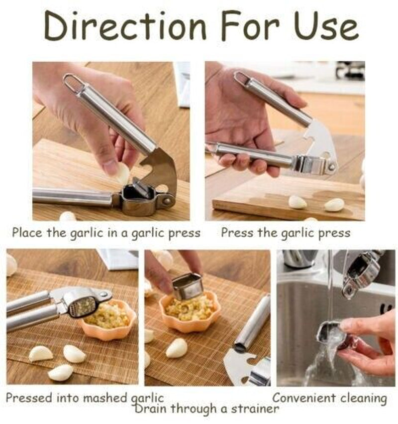 Garlic Press Crusher Squeezer Masher Mincer Stainless Steel Manual Kitchen Tool