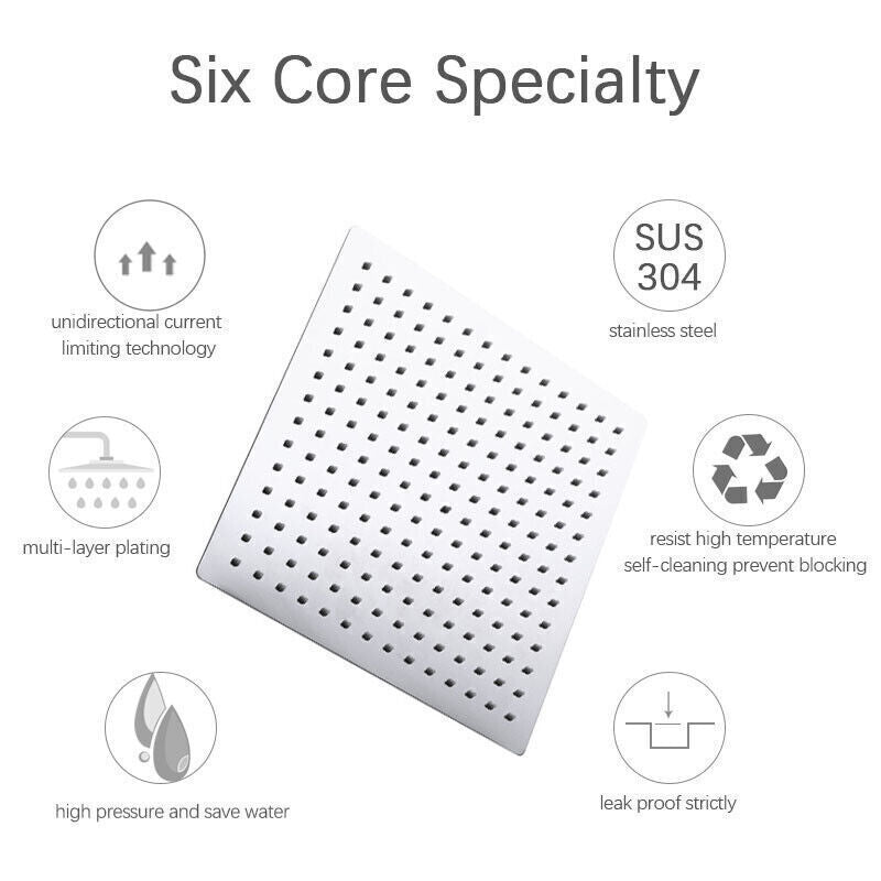 8'' High Pressure Square Rain Shower Head with Adjustable Handheld Spray Combo
