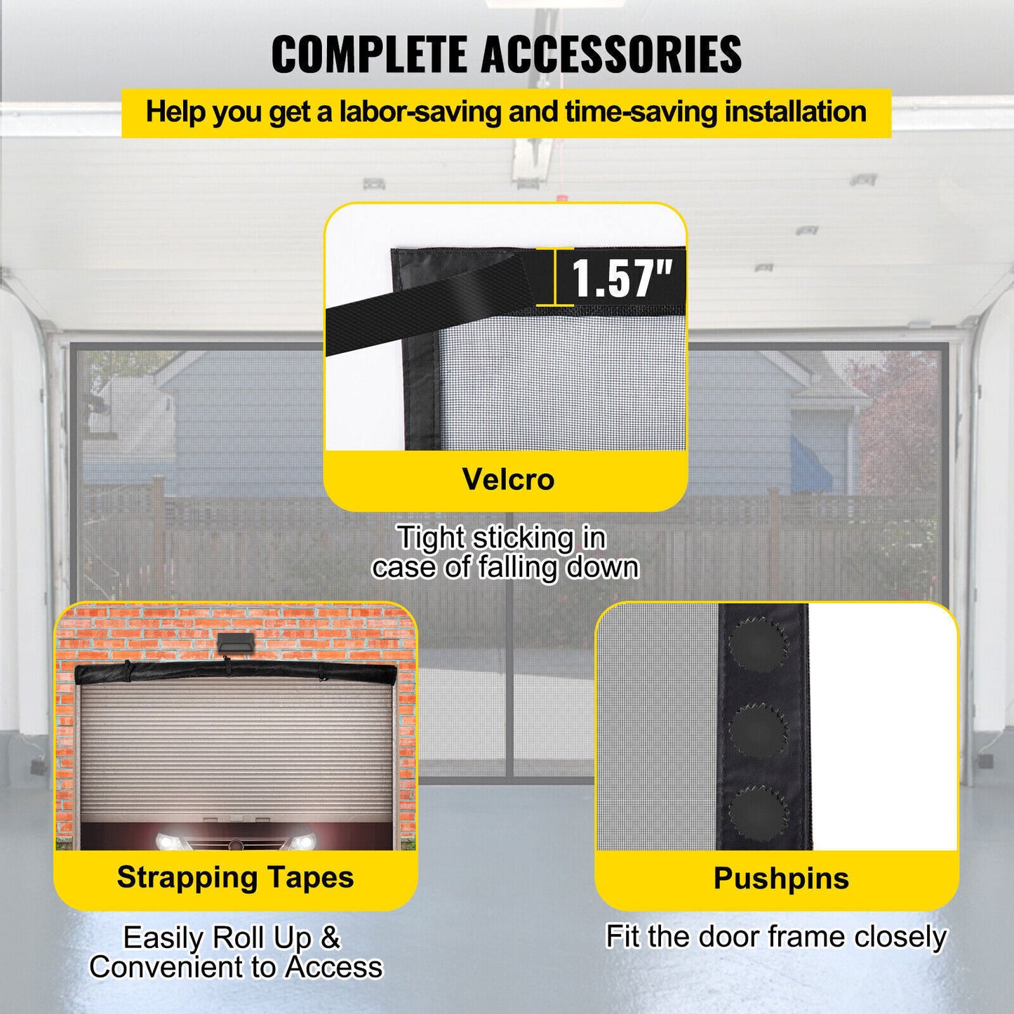 Magnetic Garage Door Screen for Car Fiberglass Mosquito Insects Mesh Net 16X7Ft 