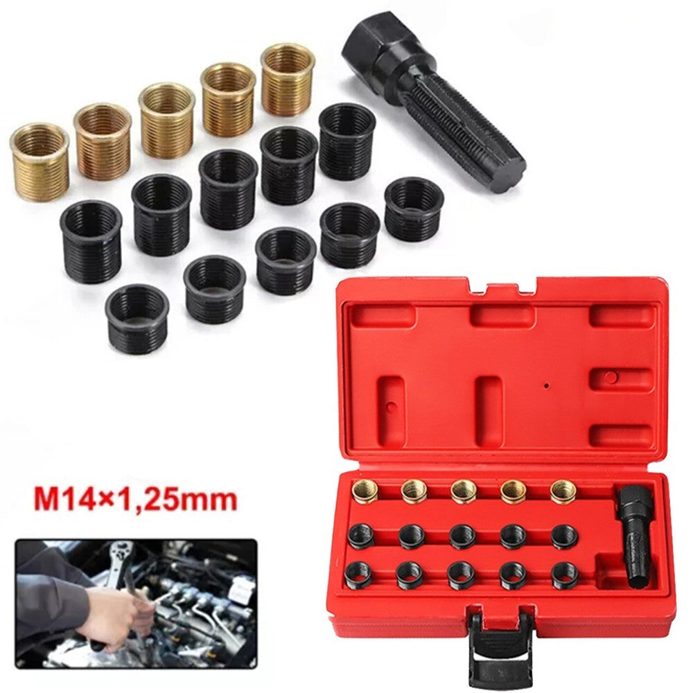 16Pc Spark Plug Thread Repair Rethreading Tool Kit M16 Threaded Coil Insert